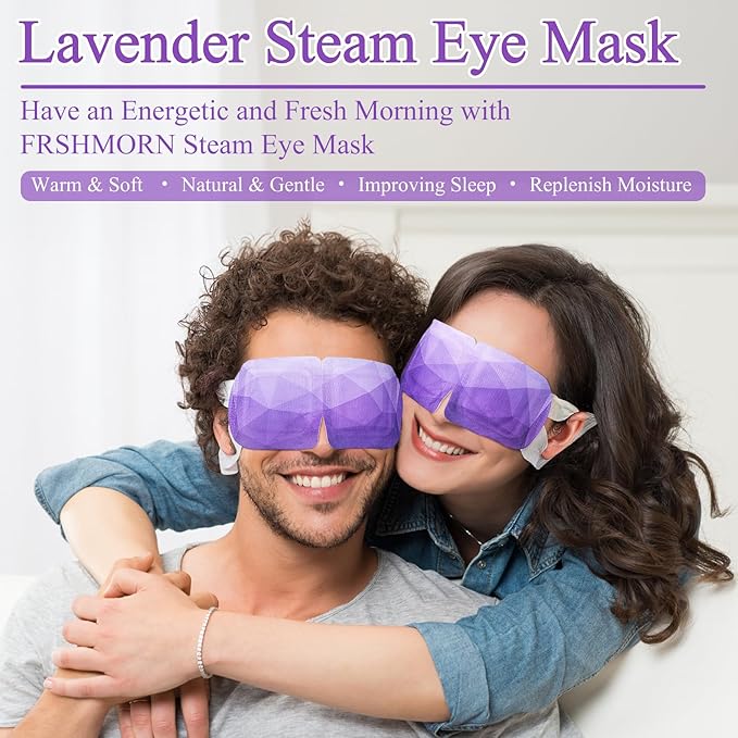32 Packs Steam Eye Mask, Heated Eye Mask for Sleeping, Warm Compress for Eyes, Self Heating Disposal Steam Mask for Home Sleep, Office, Spa, Travel Essentials Stocking Stuffers (Lavender)