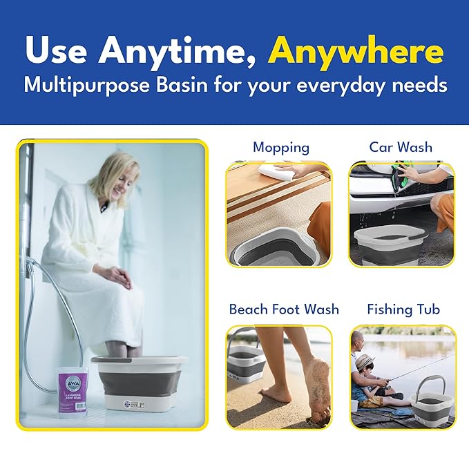 Foot Soaking Tub for Soaking Feet, Collapsible Foot Tub, Foot Bath Soak Tub with Massage Nodes, Large Pedicure Foot Spa Bucket, Portable Foot Soaker Container for Foot Care Routine at Home