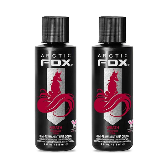 Arctic Fox Semi-Permanent Hair Dye, Vegan & Cruelty-Free, Ammonia-Free, Conditioning, Vibrant Red Color, WRATH, For All Hair Types, 4 Fl Oz (Pack of 2)