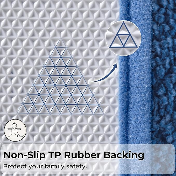 GRANNY SAYS Bathroom Rugs Sets 2 Piece,Soft Bath Mats for Bathroom, Bath Rugs Non Slip Washable, Absorbent Bath Rug for Tub, Shower and Toilet, Bath Mat Set (Blue, 20" x 32" + 16" x 24")