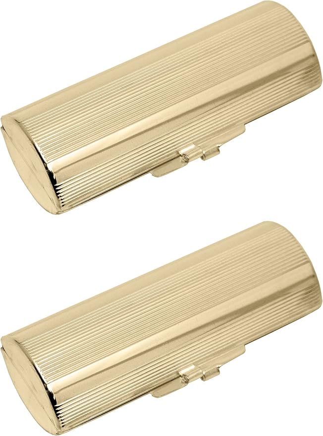 Stephanie Imports Set of 2 Capsule Shaped Lipstick Cases (Gold Ridges)