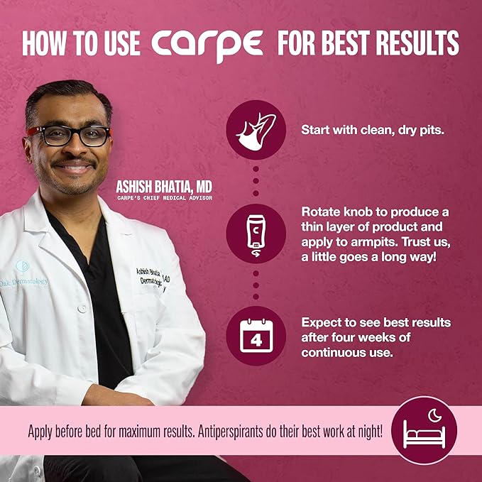 Carpe Underarm Antiperspirant and Deodorant, Clinical strength with Rose Water scent, Combat excessive sweating Stay fresh and dry, Great for hyperhidrosis (Pack of 3)