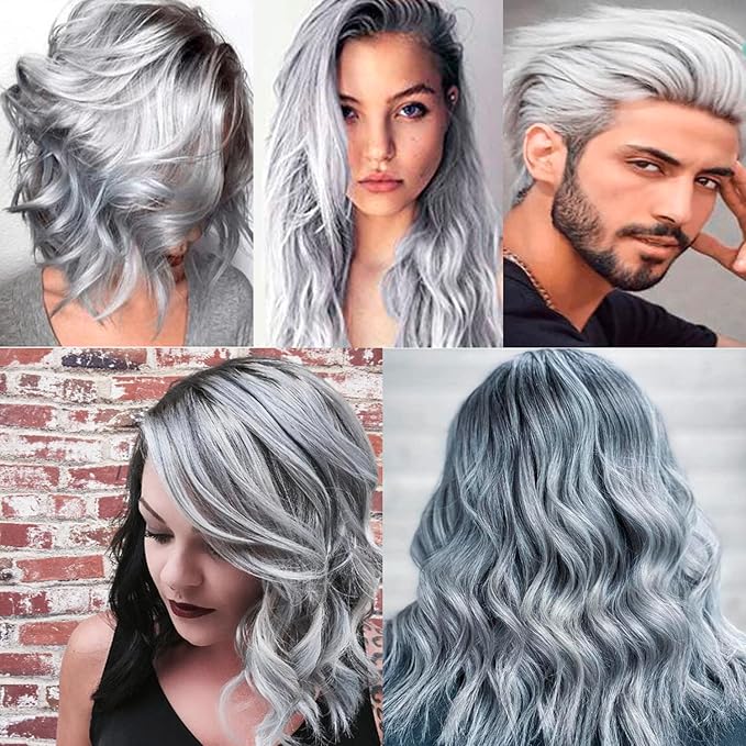 Silver Gray Hair Color Wax, Natural Hairstyle Wax 4.23 oz, Temporary Hairstyle Cream for Party, Cosplay, Halloween, Daily use, Date, Clubbing (Silver Grey)