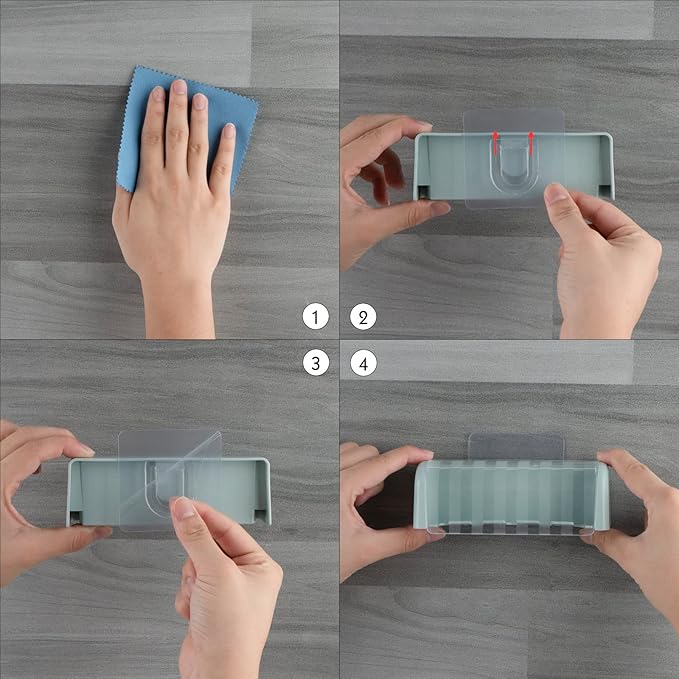 Toothbrush Holder Wall Mounted with Cover for Bathroom, 5 Slots Toothbrush Storage Organizer for Shower, Self Adhesive Toothbrush Hanger Rack for Dorm, Cabinet(Blue)