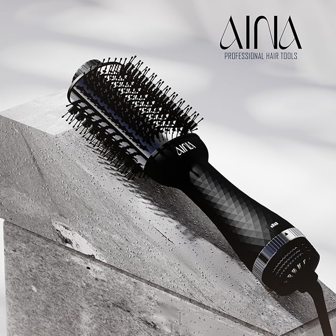 AINA Hot air Brush, Blow Dryer Brush | 60MM 2-in-1 Titanium Volumizer, 3 Heat Settings | 360° Vented Airflow 110V/ALCI Plug (60mm Round)