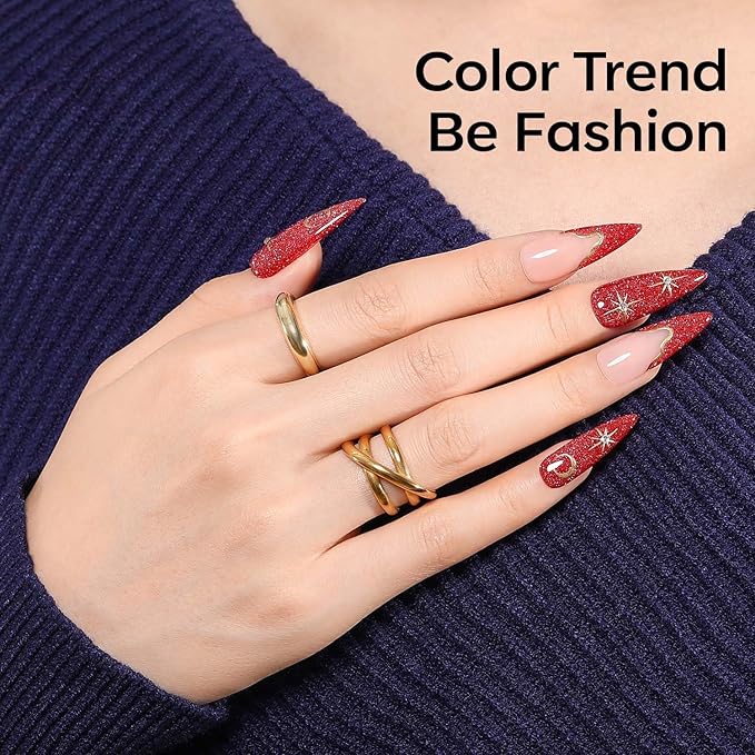 modelones Gel Nail Polish Burgundy Dark Red Glitter Nail Gel Polish Christmas Sparkle Nails Shiny Holographic Soak OFF LED Nail Art Nail Manicure Salon DIY Nails Gift for Women 15 ML