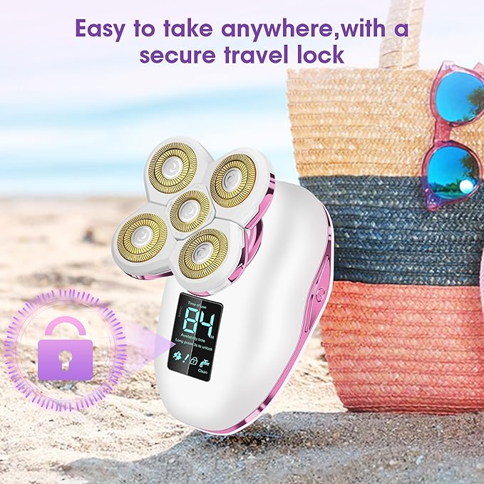 Electric Razors for Women Legs:5D Magnetic Detachable Head Flawless Razor-IPX7 Waterproof Wet Dry Cordless Trimmer-USB Rechargeable Travel Kit