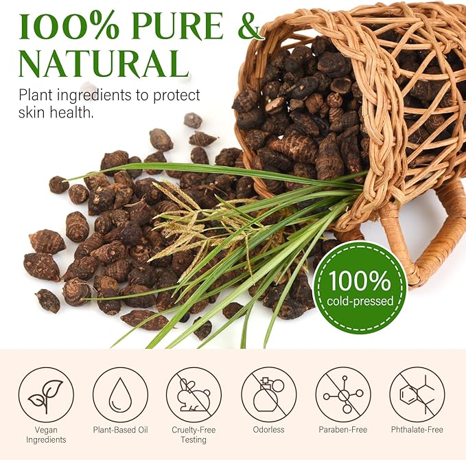 Cyperus Rotundus Oil,Cyprus Rotundus Oil for Hair Removal,Cyperus Oi-l Natural, Soothing and Gentle,Reducing Body Hair Growth,Smooth Skin & Hair Removal,60ml (1pcs)