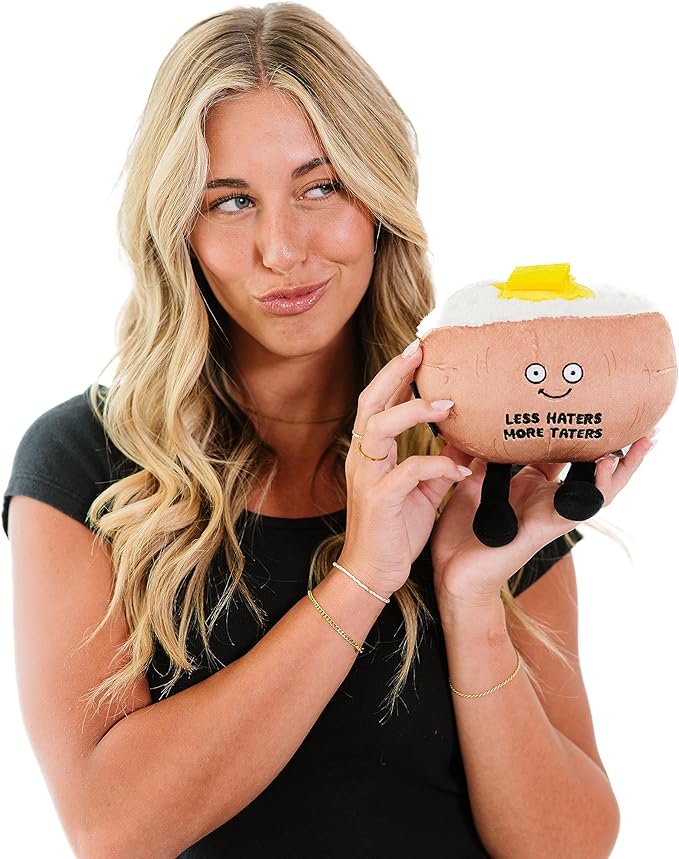 Punchkins Potato Plushie - Less Haters, More Taters Cute Potato Plush, Gift for Potato Lovers, Food Plush Toy for Gifting