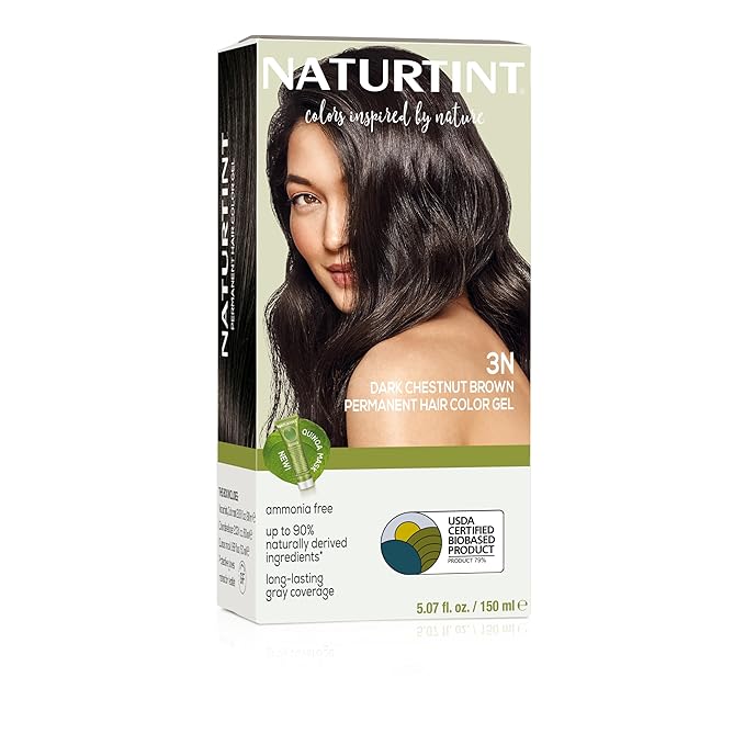 Naturtint 3N Dark Chestnut Brown Permanent Hair Color (Pack of 1), Ammonia Free, Vegan, Cruelty Free, up to 100% Gray Coverage, Long Lasting Results (Packaging may vary)