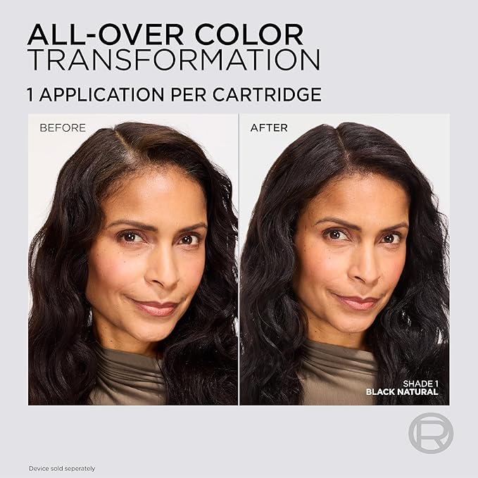 L'Oreal Paris Colorsonic Permanent Hair Dye Cartridge, Vibrant Hair Color for Root Touch Up, Gray Coverage or All Over Color in just 5 Minutes, 1 Natural Black (Coloring Device Sold Separately)