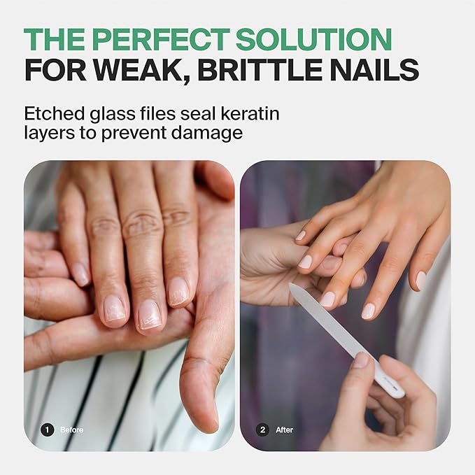 GERMANIKURE Czech Crystal Glass Nail File 3 Pack in Suede Sleeves - Professional Manicure & Pedicure Products for Smooth Easy Shaping of Natural Nails - Ideal Nail Care Gift