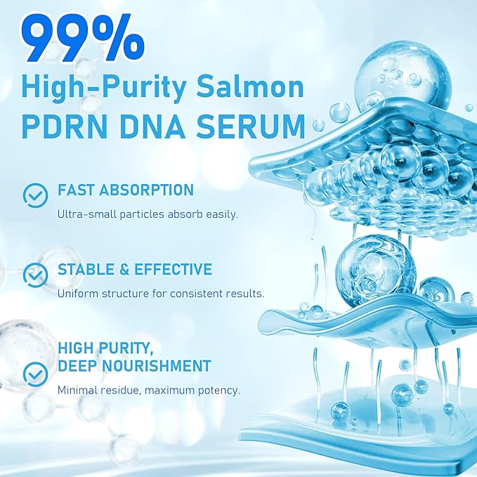 Salmon DNA PDRN Korean Collagen Hyaluronic Acid Ampoule, Anti-Aging Hydrating Serum with Glutathione, Niacinamide & 5000ppm Salmon Egg DNA, Firming Brightening Improves skin Radiance 0.05 fl.oz x 40e