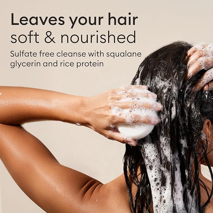 Vove Shampoo Bar Set with Sudsing Bag, Vanilla Cedar, 2 Bars & Storage Bag, Strengthening Solid Shampoo with Rice Protein, Ginseng & Squalane, Essential Oil Blend, FSC Packaging