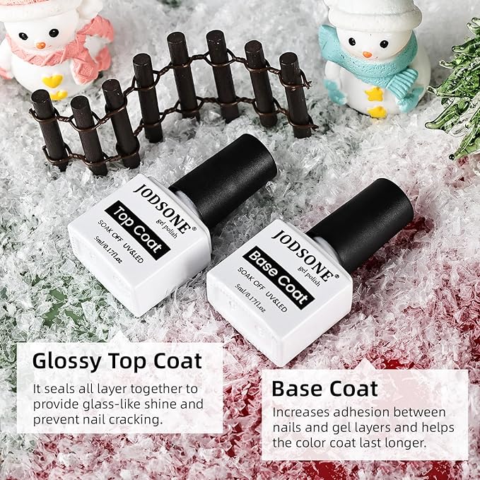 JODSONE Christmas Gel Nail Polish Set,10 Colors 2025 Winter Black White Glitter Burgundy Red & Green Silver Gel Polish DIY Salon for Women Girls Home Christmas Gift
