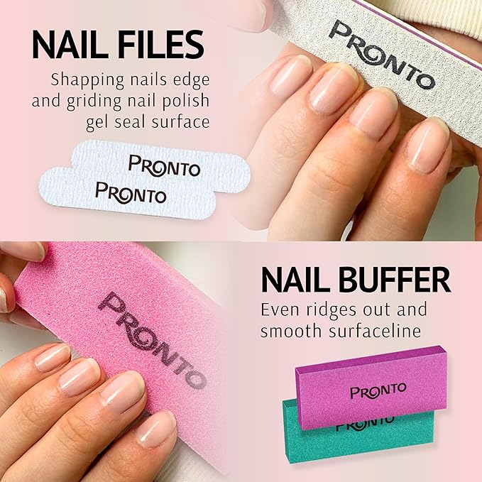 Pronto Pure Acetone 16 oz Nail Polish Remover Gel NailKit, Acrylic Nail Kit Including Cuticle pusher, Nail File, Nail Buffer, and Nail scraper- Ideal For Gel Nail Polish & Dip Powder Removal