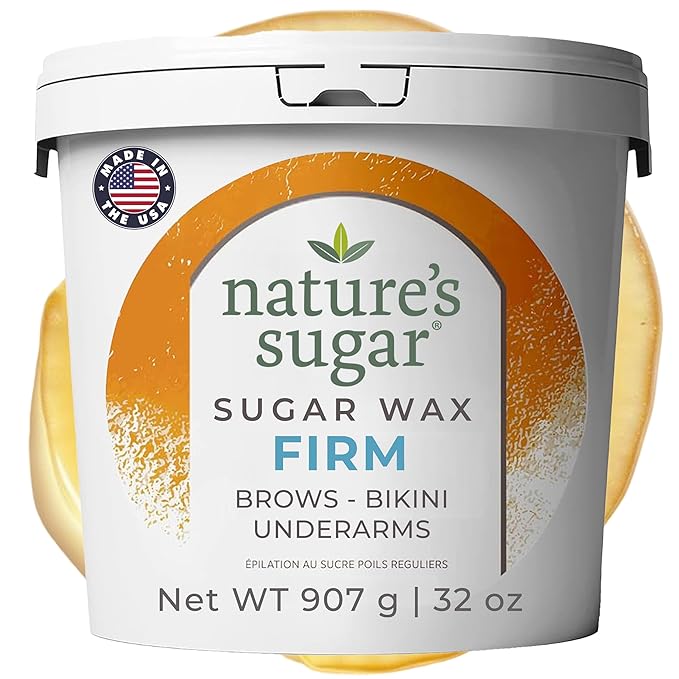 Nature's Sugar Wax Firm Sugaring Paste for Coarse Hair on Brows, Bikini, Underarms - 32oz - Sugar Wax Hair Removal for All Skin Types - Vegan and Cruelty-Free