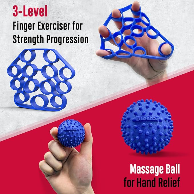 FitBeast Grip Strength Trainer, Hand Gripper Strengthener Kit - 6 Pack with Adjustable Resistance Forearm Strengthener, Forearm Exerciser and Massage Balls for Hand Therapy, Grip Training
