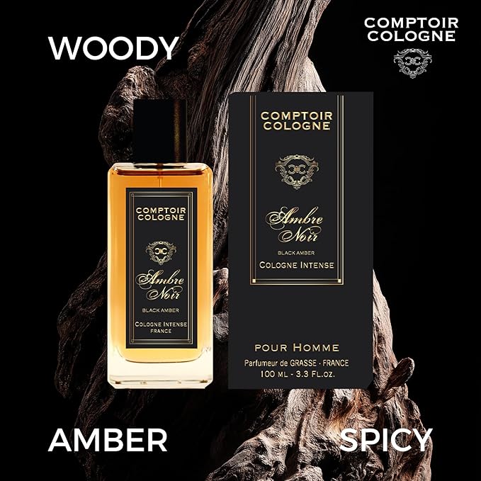 Black Amber Intense - Cologne for Men with Sun-Drenched Citrus, Cedar, and Amber Notes - Long Lasting Warm, Woody Scent - 3.3 oz