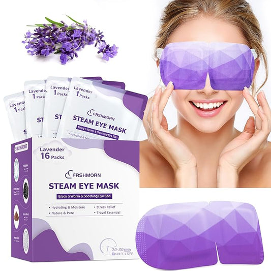 16 Packs Steam Eye Mask, Heated Eye Mask for Sleeping, Warm Compress for Eyes, Self Heating Disposal Steam Mask for Home Sleep, Office, Spa, Travel Essentials Stocking Stuffers (Lavender)