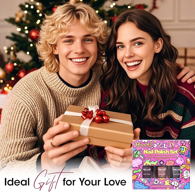 GELLEN Quick Dry Cat Eye Nail Polish Kit, 3 Colors Twilight Graphite Glimmer Magnetic Fingernail Polish, Fast Drying Glitter Nail Lacquer Non Gel with Magnet Tool, DIY Salon Home