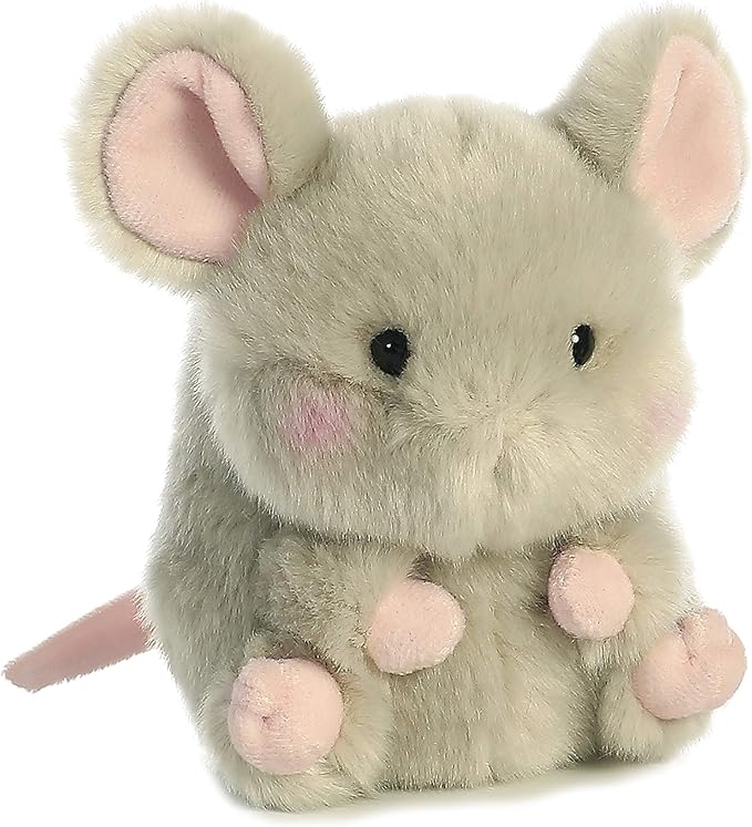 Aurora® Playful Rolly Pet™ Frisk Mouse™ Stuffed Animal - Compact Size for On-The-Go Fun - for Adults, Kids, Birthdays, and Anniversaries - Gray 5 Inches