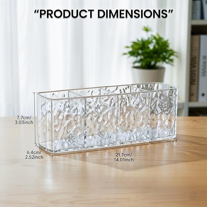 4 Slots Clear Acrylic Makeup Organizers | Multipurpose Acrylic Makeup Brush Holder, Clear Pencil Holder & Transparent Toothbrush Holder for Bathroom | Crystal Cosmetic Organizer Countertop for Women