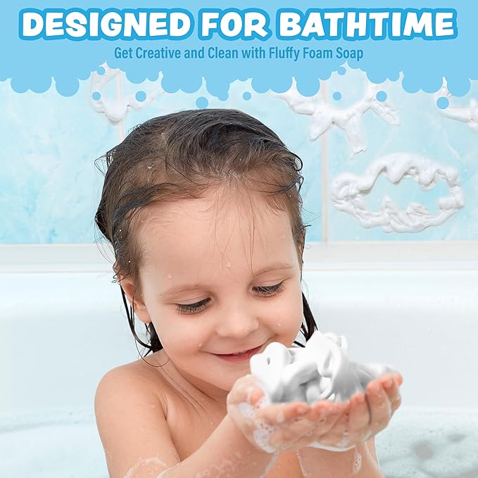 Tub Works™ Fluffy Foam Soap, White, 6 Pack | Shape, Mold & Create Bathtub Art with Soft Bath Foam for Kids | Fragrance-Free & Dye-Free Kids Bath Soap | Easy-to-Use Spray Nozzles
