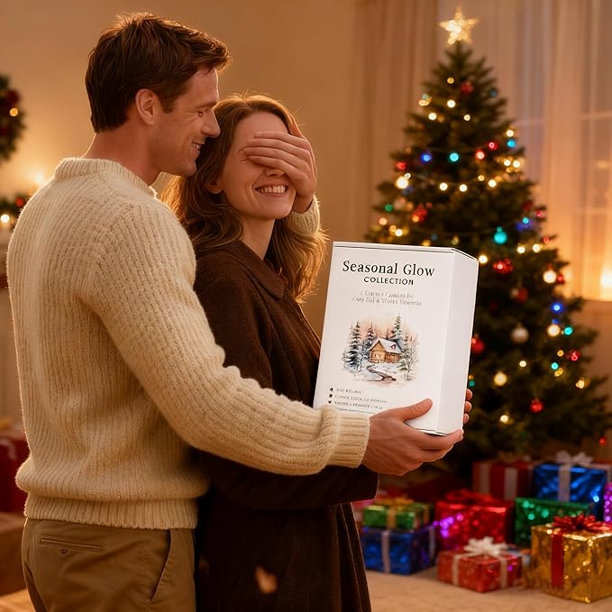 Holiday Candle Gift Set for Women – 6 Pack 7oz Winter Scented Soy Candles, Long Lasting Aromatherapy Christmas Gifts for Her, Perfect for Home Décor, Vanilla, Cinnamon & Cedar Scents