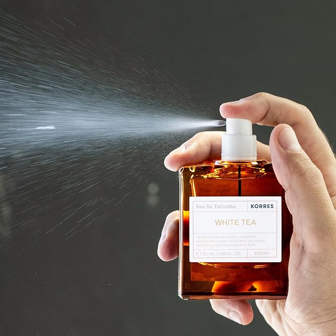 KORRES Eau De Toilette, White Tea Fragrance Spray, Unisex Perfume With Bergamot, Neroli, Mandarin Zest, Dewy White Tea Leaves And Soft Cedarwood, Light Floral Green Scent For Women And Men, 1.69 Fl Oz