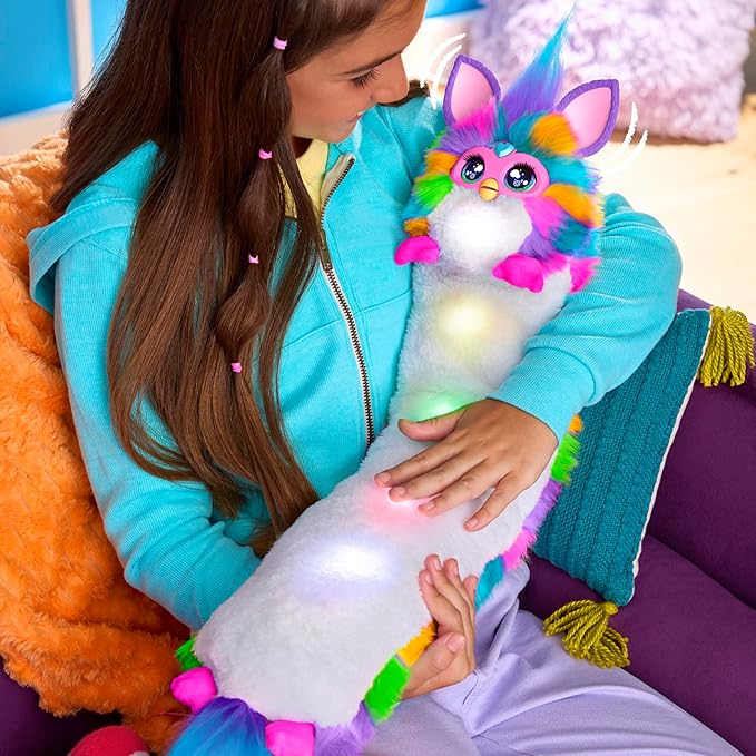FURBY DJ Interactive Toy, Neon Star, Snuggly Electronic Plush, Music, Lights, Motion, & Games, Speaks English & Furbish, 32 in Long, 6+ Years (Amazon Exclusive)