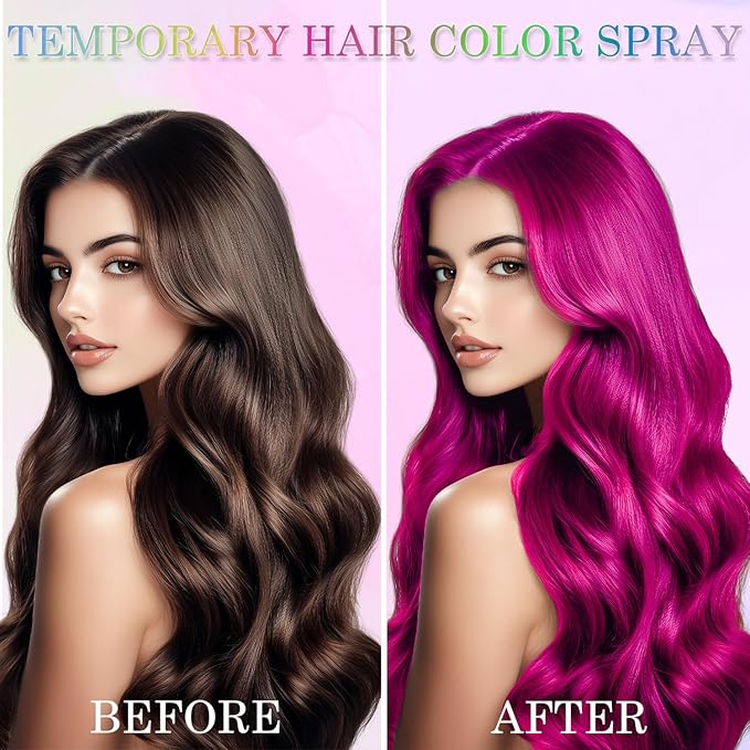 Temporary Hair Color Spray for Women and Kids, One-Time Use Hair Color Wax, Washable Disposable Natural Hair Spray Hair Strong Style for Party, Hollowen, Cosplay (Purple-Pink, 120ML)