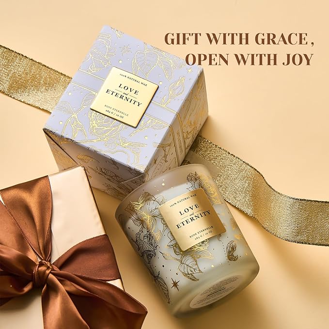 M&SENSE Holiday Scented Candle Gift for Women and Men - Rose Scent, 10 oz Soy Wax, Birthday, Holiday,Christmas,New Year Gift