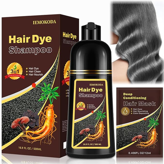 At-Home Hair Dye Shampoo in Silver Gray - 3-in-1 Root to Tip Coloring & Care, Natural Hair Color Shampoo for Women & Men, Gentle Covers Gray Hair in Minutes, Formulated for All Hair Types, 16.9 Fl Oz