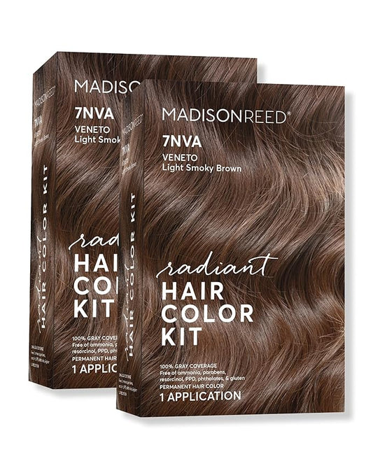 Madison Reed Radiant Hair Color Kit | 7NVA Light Cool Brown (Veneto Brown) for 100% Gray Hair Coverage | Dimensional Salon-Quality Permanent Hair Dye | PPD-Free & Ammonia-Free | 2 Pack