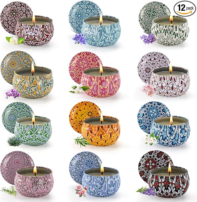 Scented Candle Set, 12 Pack Candles Gift for Home Scented, Aromatherapy Candle Gift, 2.5 oz Long Lasting Soy Candles for Men, Women, Friends Birthday, Mother's Day, Valentine Bath SPA