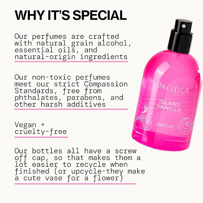 Pacifica Beauty Island Vanilla Spray Perfume – Sweet Tropical Vanilla Gourmand Scent, Long Lasting Everyday Signature Fragrance for Women, Non-Toxic, Vegan, Cruelty-Free Clean Perfume 2oz