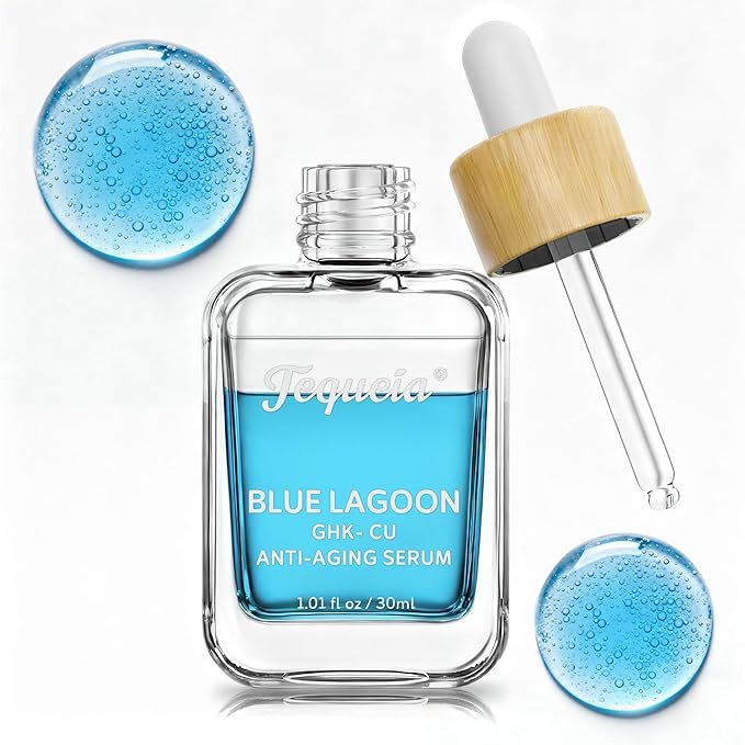 Blue Lagoon GHK-Cu Lifting & Firming Face Serum by TEQUEIA Dual-Phase Water-Oil Blue Copper Peptide Anti-Aging with Niacinamide & Hyaluronic Acid, Collagen Booster for Wrinkles & Elasticity