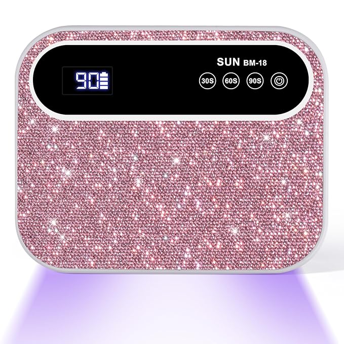 Led Nail Lamp, 126W Gel Nail Light Rechargeable Professional Lamp 42Pcs Beads Automatic Sensor for Manicure at Home and in Salons(Pink Diamond)