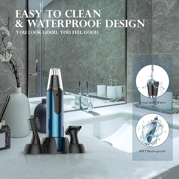 AREYZIN Ear and Nose Hair Trimmer for Men and Women Professional USB Rechargeable Nose Trimmer & Clippers Eyebrow Facial Hair Trimmer Body Grooming Kit IPX7 Waterproof Dual Edge Blades