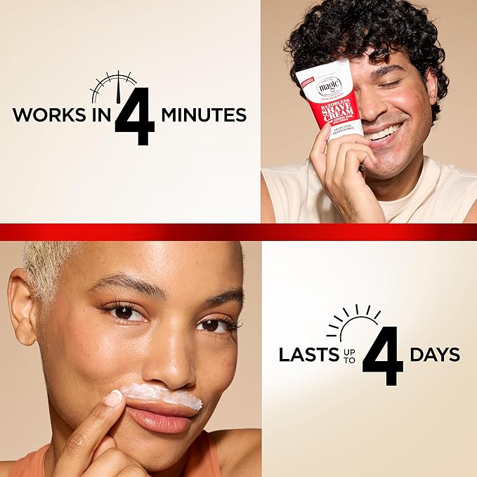 SoftSheen-Carson Magic Razorless Shaving Cream, Depilatory Hair Removal Cream for Body Hair, Extra Strength, Works in 4 Minutes for, 6 oz