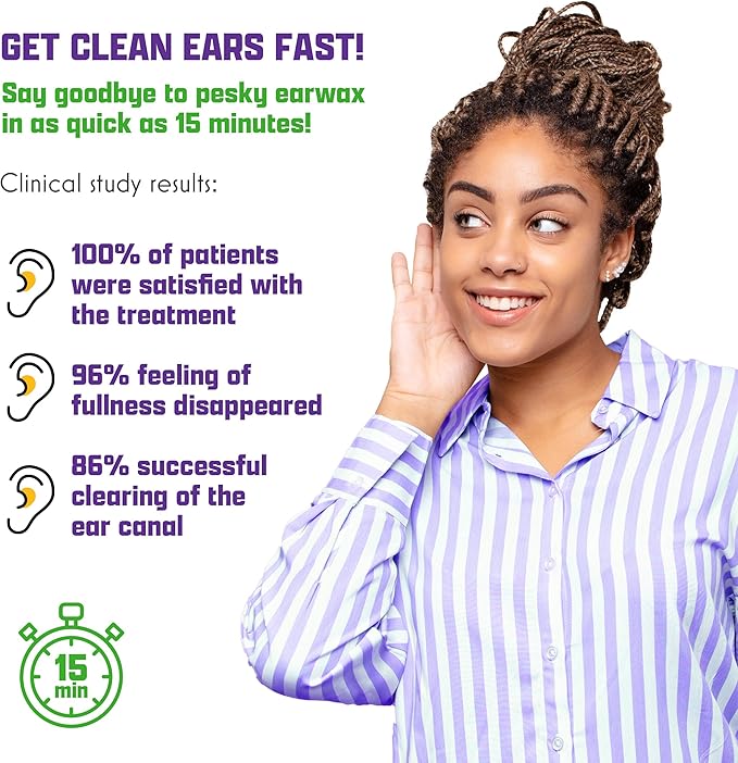 eosera Ear Wax MD Cleaning Drops - Fast-Acting Earwax Removal Solution - 5 Single-Use Vials - Doctor Recommended, Clinically Proven Wax Dissolver for Adults & Kids - Works in 15 Minutes