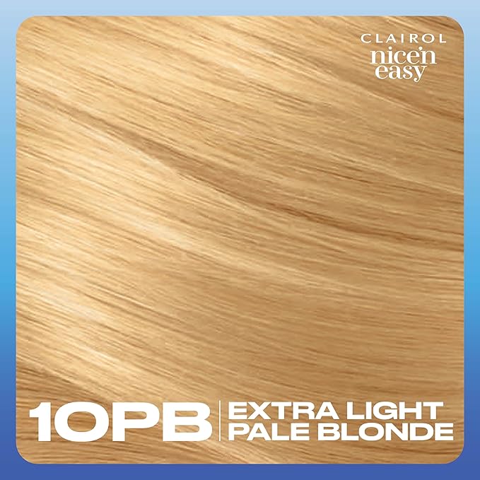 Clairol Nice'n Easy Permanent Hair Dye, 10PB Extra Light Pale Blonde Hair Color, Pack of 1