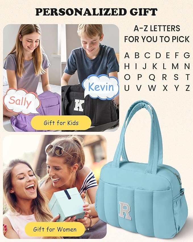 7 Year Old Girl Birthday Gifts-Duffle Bag, Weekender Bags for Girl，Initial Overnight Bag with Wet Pocket，Gifts for Teen Girls Dance Bags Personalized Gymnastics bag with Makeup Pouch