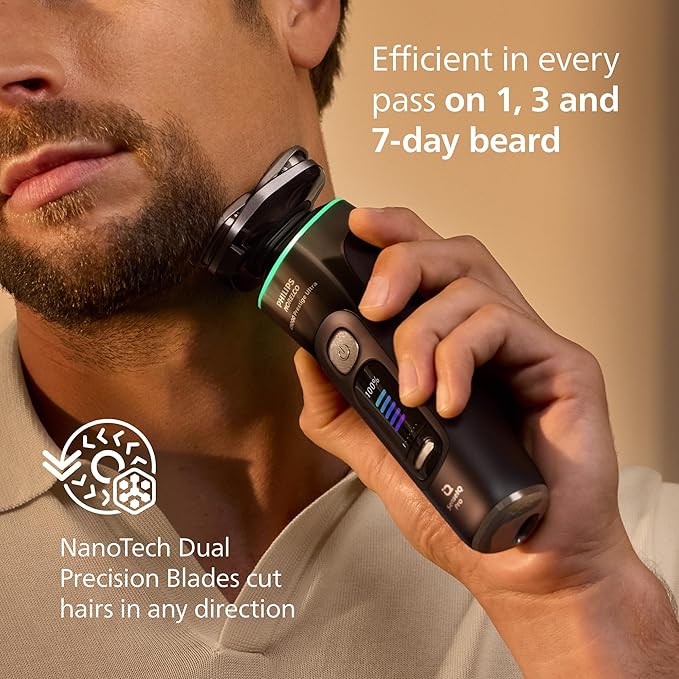 Philips Norelco Shaver i9000 Prestige Ultra, Wet & Dry Electric Shaver, Black Gradient, SenseIQ Pro Technology, Triple Lift & Cut System, 360 Rotating NanoTech Precision Blades, 5 Modes, XP9405/84