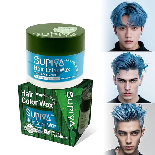 Temporary Hair Styling Color Wax, Green Blue Purple Red Hair Dye Color Wax Washable Natural Instant Hair Coloring Cream for DIY Hairstyle for Kids Men Women(Blue#15)