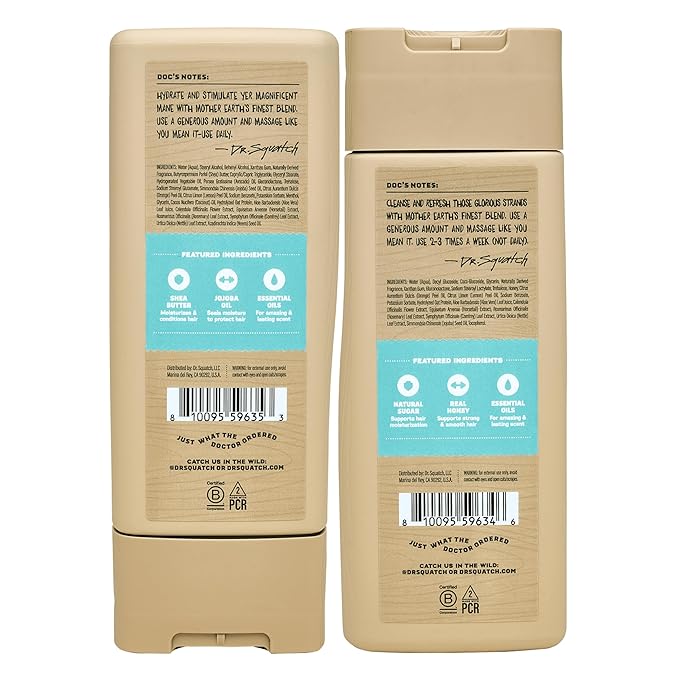 Dr. Squatch Natural Hair Bundle for Men - Healthy, Full Looking Hair - Coconut Castaway Shampoo (11 fl oz), Coconut Castaway Conditioner (11 fl oz)