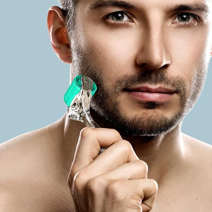 Derma Roller Titanium 0.30mm Microderm Roller Kit - 192 Micro Needles Microneedle Dermal Roller for Scalp and Body, At Home Microdermabrasion Face Roller (Green)