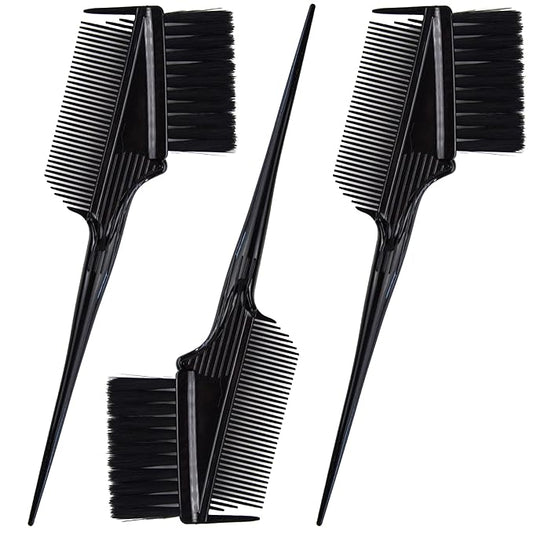 Emperor Hair Dye Brushes - 3 Angled Tint Applicators With Integrated Combs - Root Touch Up and Color Brush for Salon (Black)