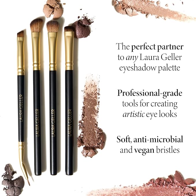 LAURA GELLER NEW YORK Shadow Skills 4-Piece Brush Set - Essential Eyeshadow Brushes - Pack of 4